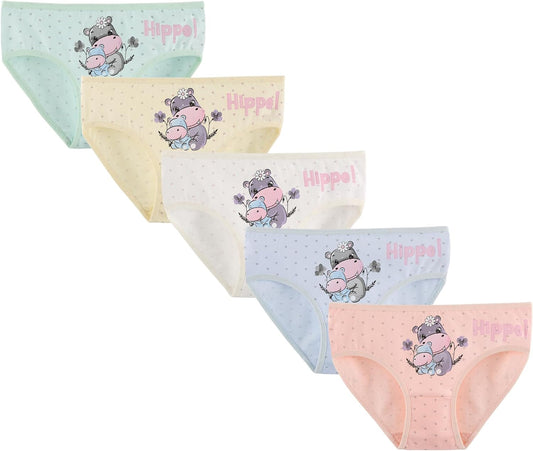 Donella Girls' Soft Cotton Underwear - Kids Bikini Brief Panties for Girls and Toddlers 5-Pack, Age: 2-15