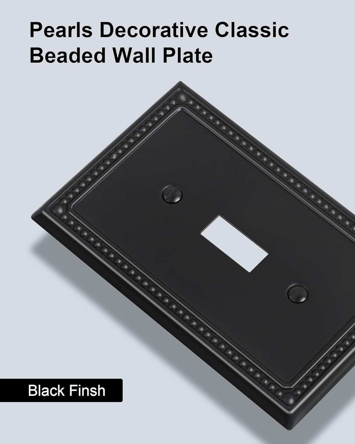 4-Pack Single Toggle Light Switch Cover Plate, Pearls Decorative Switch Plate Covers, Black 1 Gang Metal Wall Plate, Corrosion Resistant