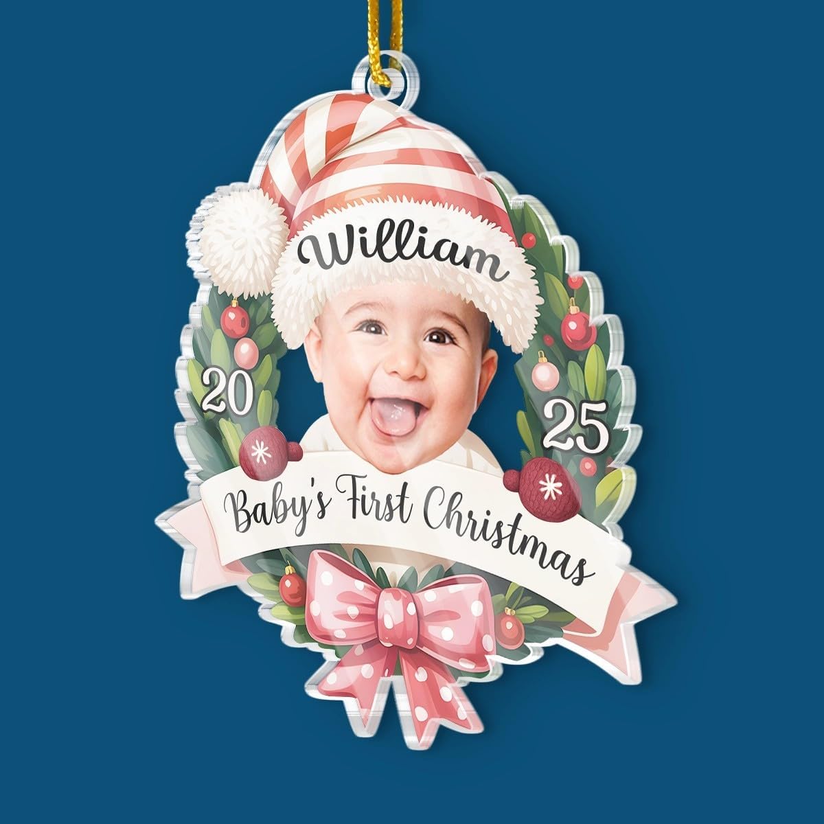 Pawfect House Custom Photo Acrylic Ornament, Personalized Christmas Baby Shower, Gender Reveal Gifts for New Moms, New Dads, New Parents, First Time Mom Gifts, Family Christmas Ornaments 2025