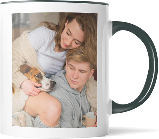 Custom Mug Upload Your Picture Personalized Coffee Mug with Photo Text Name Customized Cup Unique Ideas Gifts for Men Women Mom Dad Girlfriend Boyfriend Friend Family (Dark Green, 11oz)