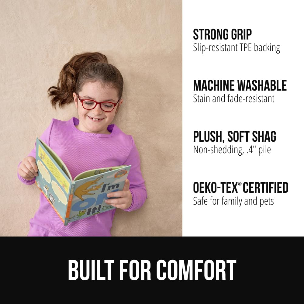 GORILLA GRIP Ultra Soft Washable Area Rug, 6x9, Stain and Slip Resistant Plush Thick Carpet for Bedroom Living Room, No Shed Floor Rugs, Pet Friendly, Dorm Essentials, Kids Nursery Home Decor, Ivory