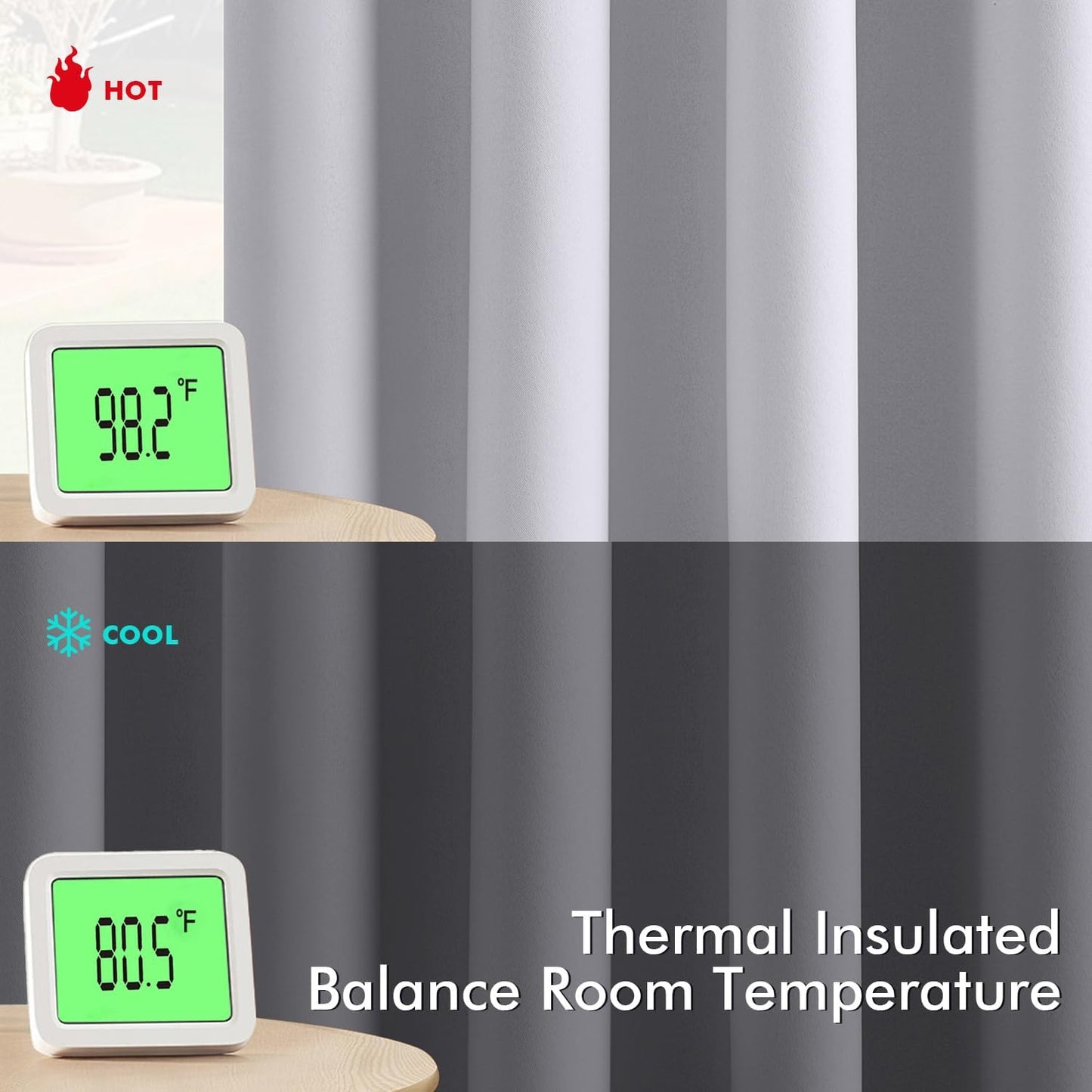 MIULEE Blackout Curtains for Bedroom Living Room 96 Inches Long 2 Panels, Thermal Insulated Room Darkening Drapes Solid Grommet Noise Reduction Light Blocking Window Curtains 40x96 Inch Greyish White