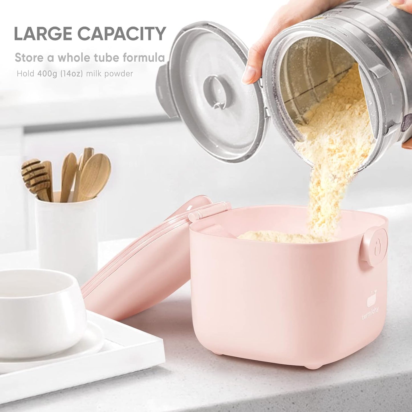 Termichy Milk-Powder Formula Dispenser Container: 14OZ Baby Formula Storage Container for Travel - Portable Formula Holder 400g