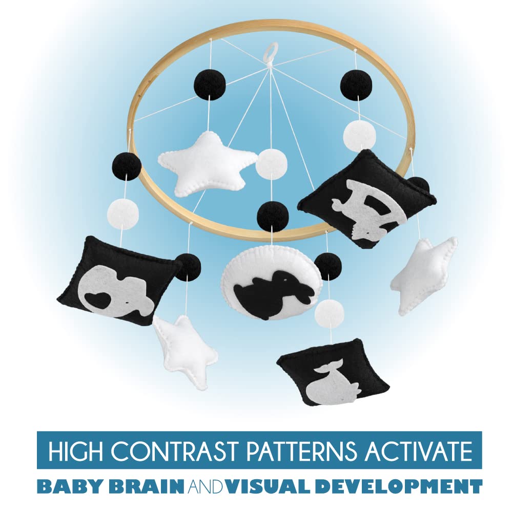 Montessori Mobile Baby for Crib - Black and White Mobile Give Visual Stimulation to Engage Your Newborn - Baby Crib Mobile for Boys & Girls - Baby Mobile for Crib