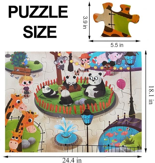 Jumbo Floor Puzzle for Kids, Large Jigsaw Puzzles 35 Piece for Kids Ages 3-5,Preschool Learning & Education Toys, Gifts for 4-8 Year Old Boys and Girls (Panda Animals)