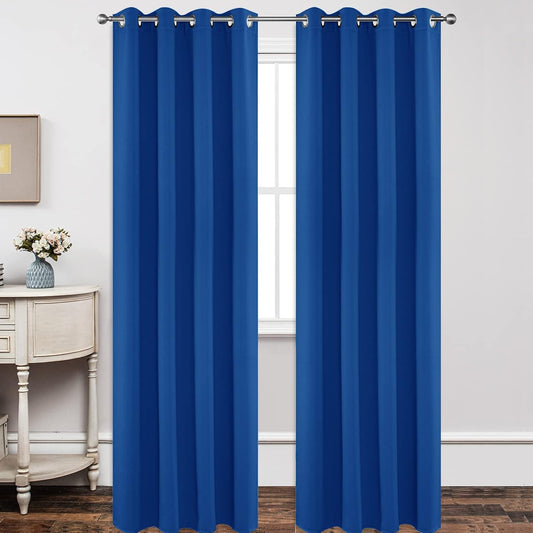 Joydeco Blackout Curtains 108 Inch Length 2 Panels Set, Thermal Insulated Long Curtains& Drapes 2 Burg, Room Darkening Grommet Drapes for Living Room Bedroom Window (W52 x L108 Inch, Royal Blue)