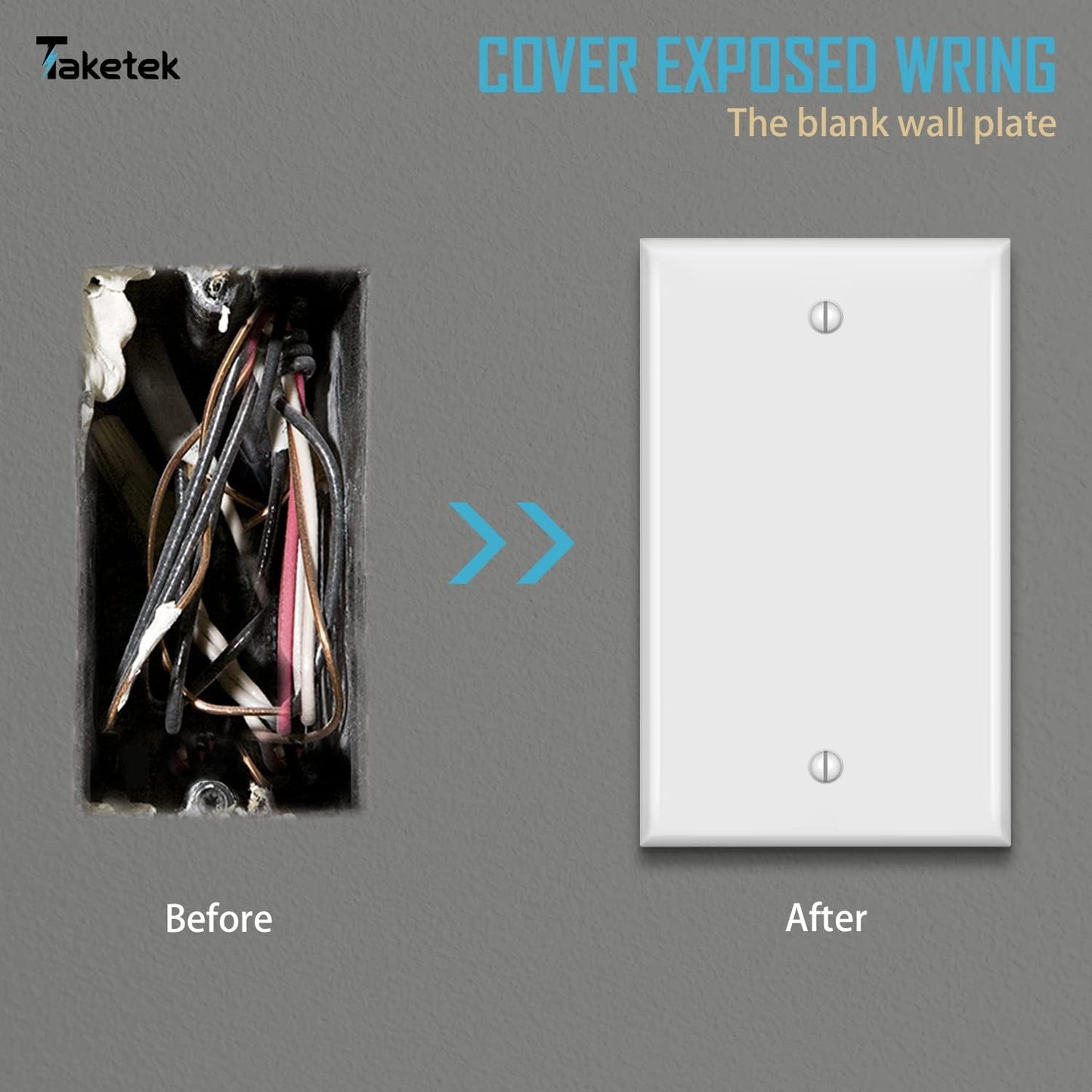 Blank Device Wall Plate, No Outlet Covers, Solid Electrical Cover Single Gang Face plate, Full Plate Cover, White, 20Pack, (YX-WP01-20PACK)