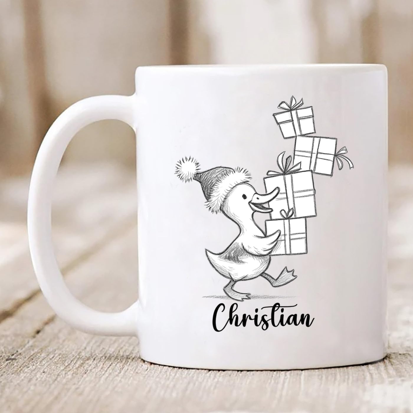 Duck Lover White Ceramic Mug Gift For Girlfriend/Boyfriend/Besties/Sibling, Personalized Duck Accent Coffee Cup, Customized Ducks Coffee Mug With Name, Cute Animal Lover White Travel Mug 11 15 Oz