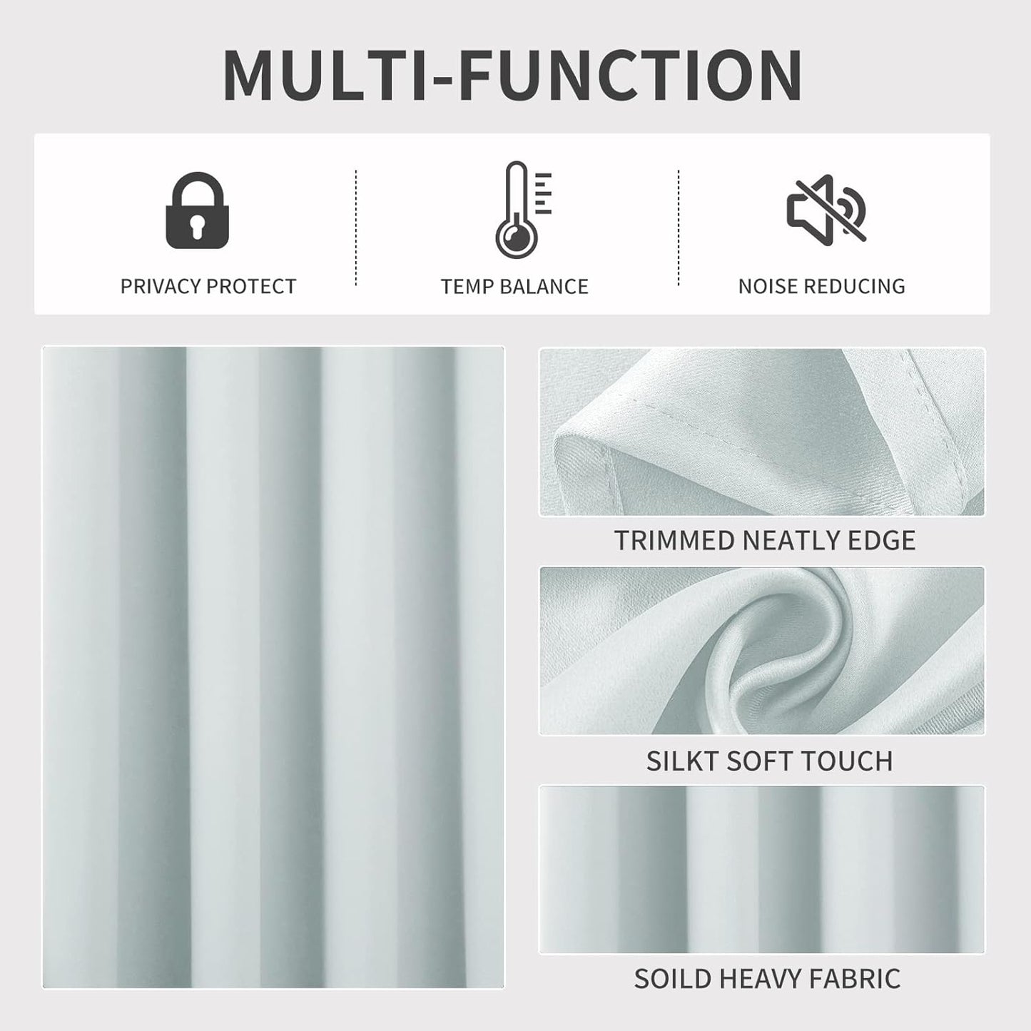 Joydeco White Curtains 72 Inches Long 2 Panels Set, Thermal Insulated Long Drapes 2 Burg, Room Darkening Grommet Curtains for Living Room Bedroom Window (W42 x L72 Inch, Greyish White)