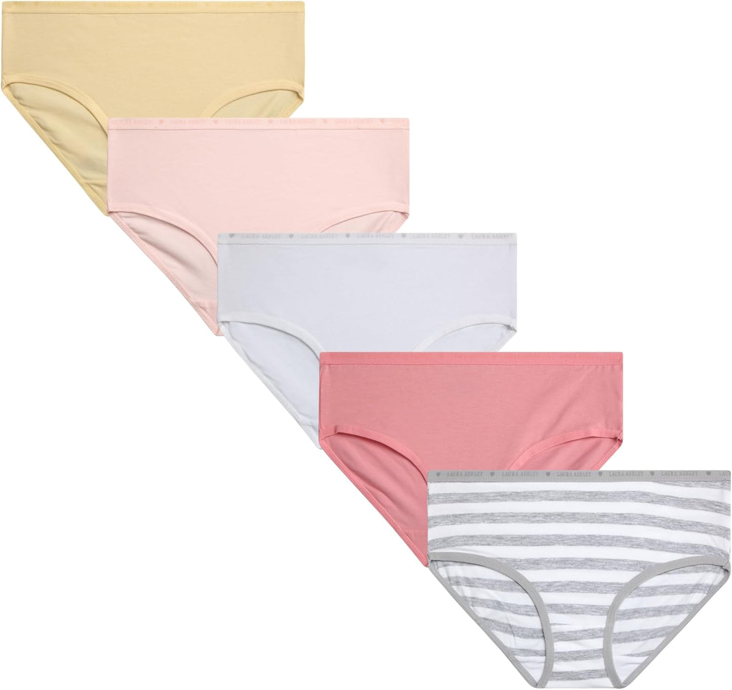 Laura Ashley Girls Underwear - 5 Pack Soft Stretch Breathable Panties for Girls - Lightweight Cotton Panties (Size: 4-12)