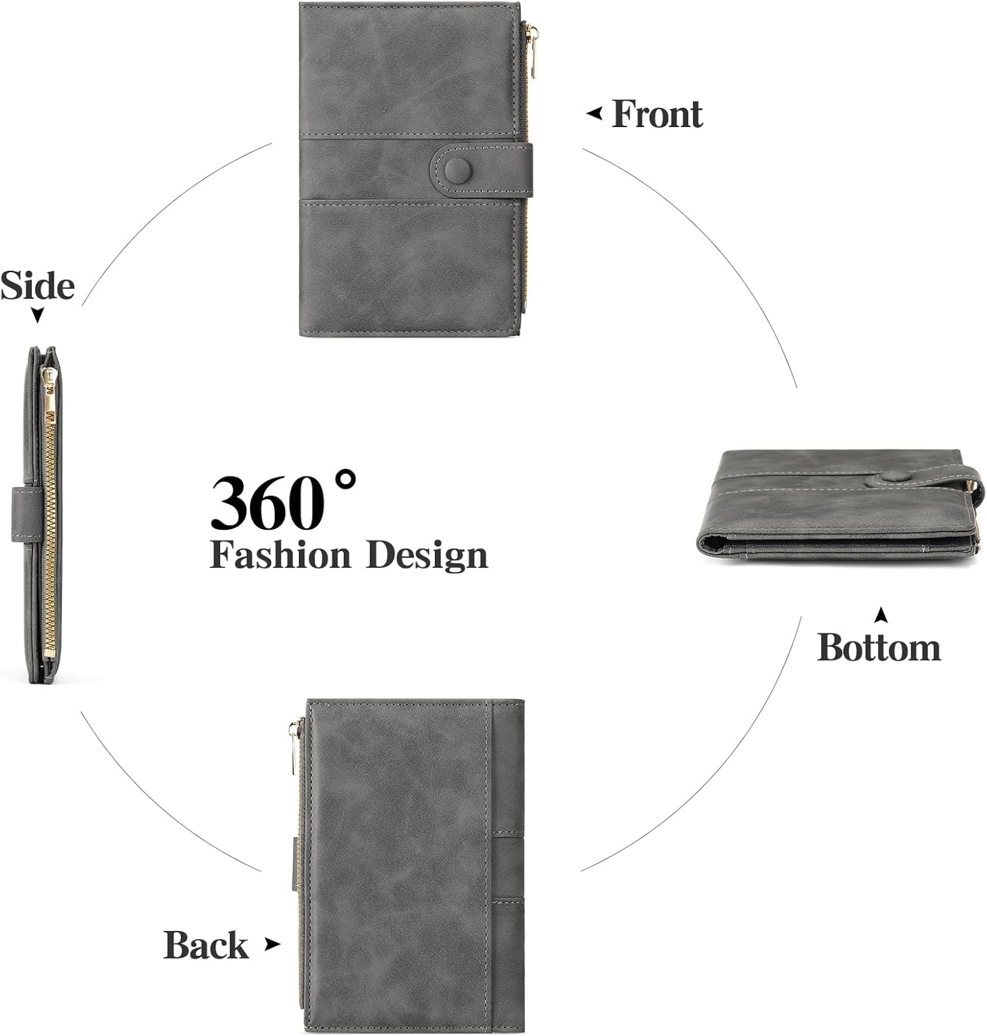 Passport Holder for Travel Rfid Passport Wallet for Women Men with Zipper Pocket Pen Sim Card Holders Slim Travel Accessories