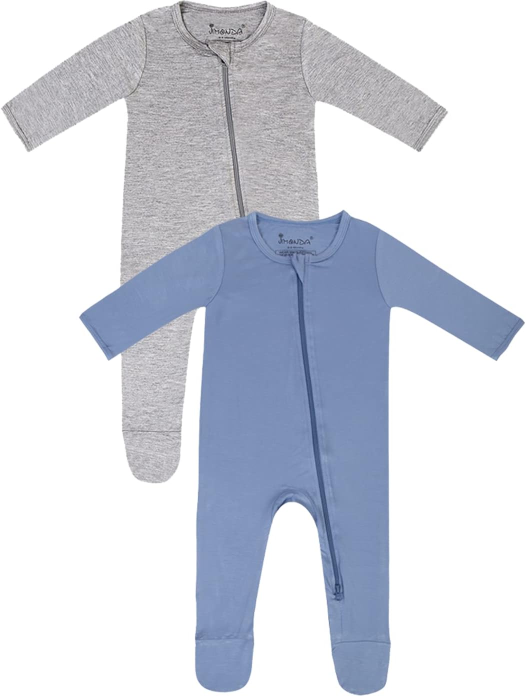 Jimonda Bamboo Baby Pajamas,Unisex Boys Girls One-Piece Footies,Long Sleeve Sleepers 2-Way Zip closure Romper