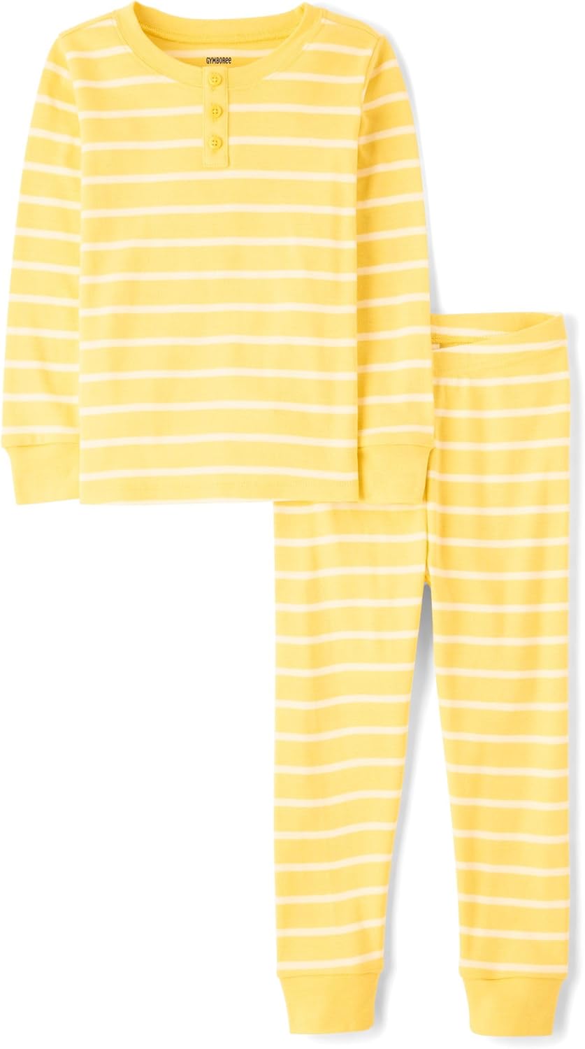 Gymboree Kids' and Toddler 100% Cotton Henley Long Sleeve Top and Pants,gymmies Pajama Set