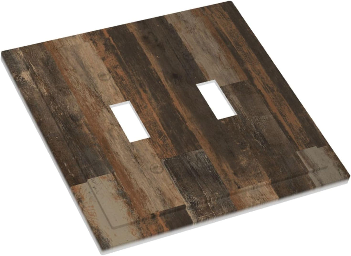 Rustic Brown Wood Grain Dark Oak Decorative Switch Plates 2 Gang Double Toggle Outlet Light Switch Cover Wall Plate Electrical Faceplate for Farmhouse Home Decor