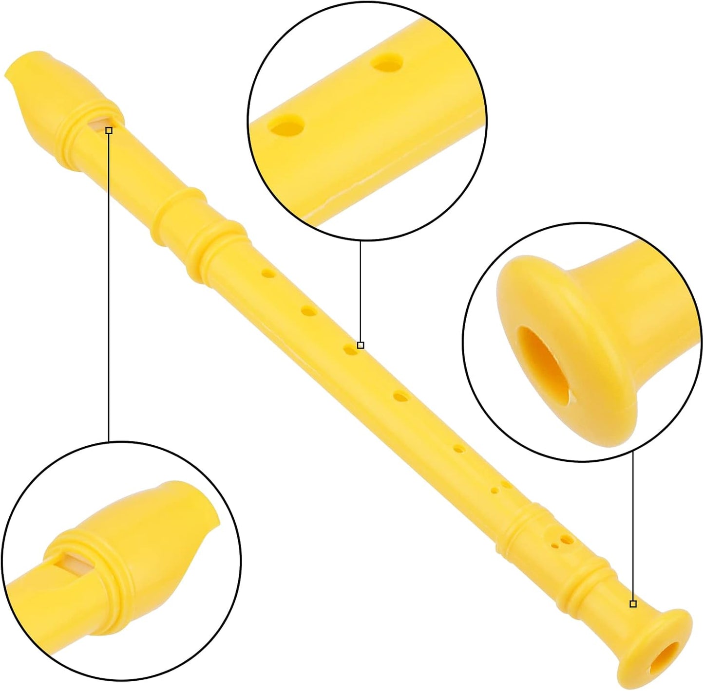 20 Pack Descant Soprano Recorder, 8 Hole Soprano Recorder Recorder Instrument with Cleaning Rod for Beginners, Yellow