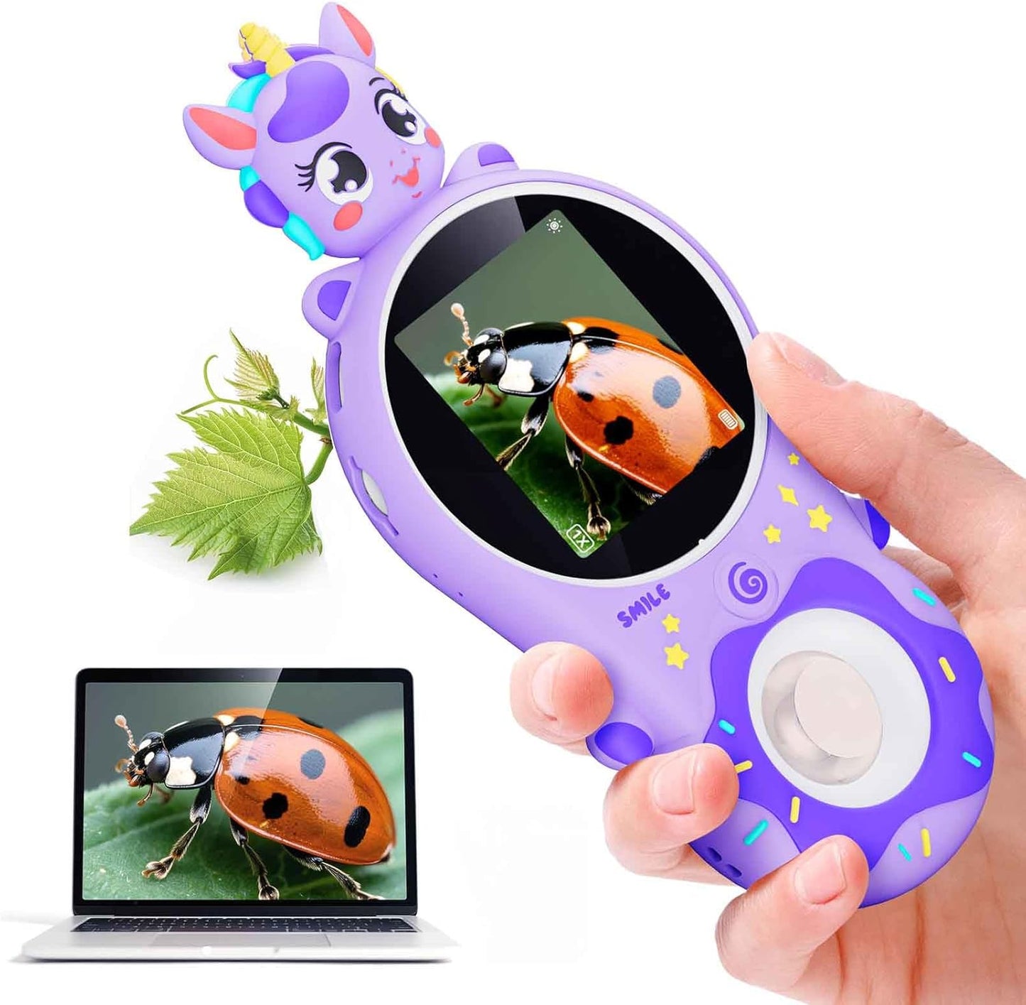 Kids Magnifying Glass with 8 Lights,Handheld Microscope for Stem Toys, Edu Gift Age 4-6 8-12 Children Students