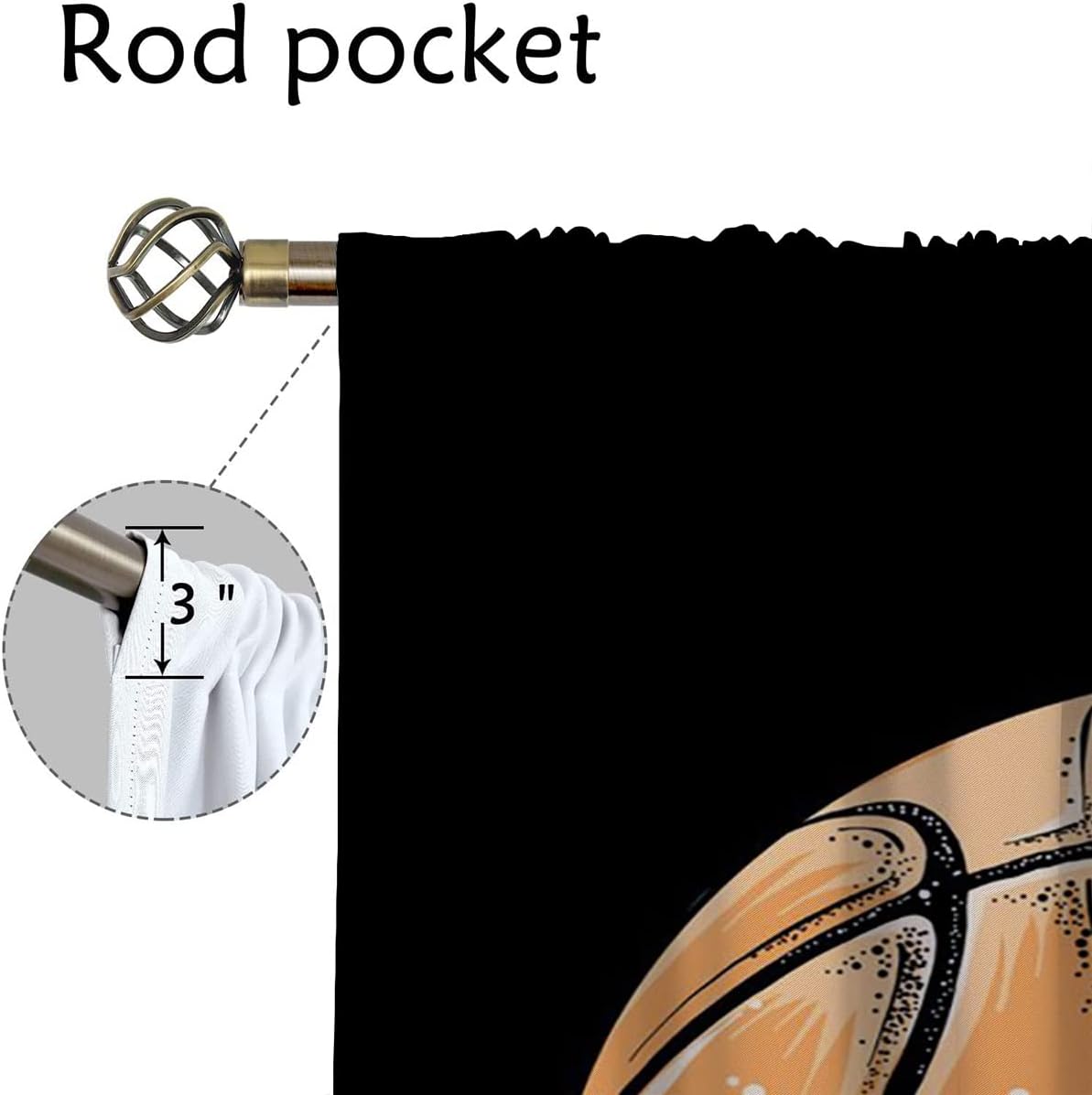 Basketball Blackout Curtains for Boy Girl Room Darkening Decor,Sport Theme Motto Dark Background Bedroom Living Room Home Rod Pocket Thermal Insulated Window Curtain/Drapes Panel,55x63 Inch…