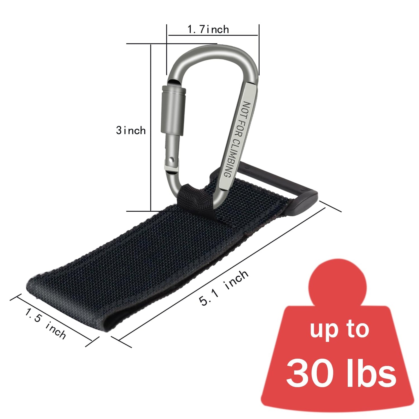 Baby Stroller Hook, Carry 30 lbs per Stroller Carabiner Clip, Adjustable Baby Stroller & Car Seat Hook for Hanging Diaper Bag, Wheelchair,Golf cart, Shopping and Pet Cart(2 Pcs Green Gold)