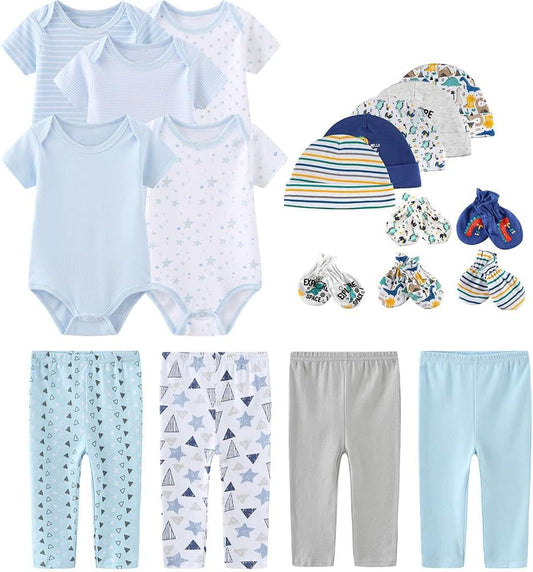Kiddiezoom Unisex Baby Layette Essentials Giftset Clothing Set 19-Piece For Newborn Baby