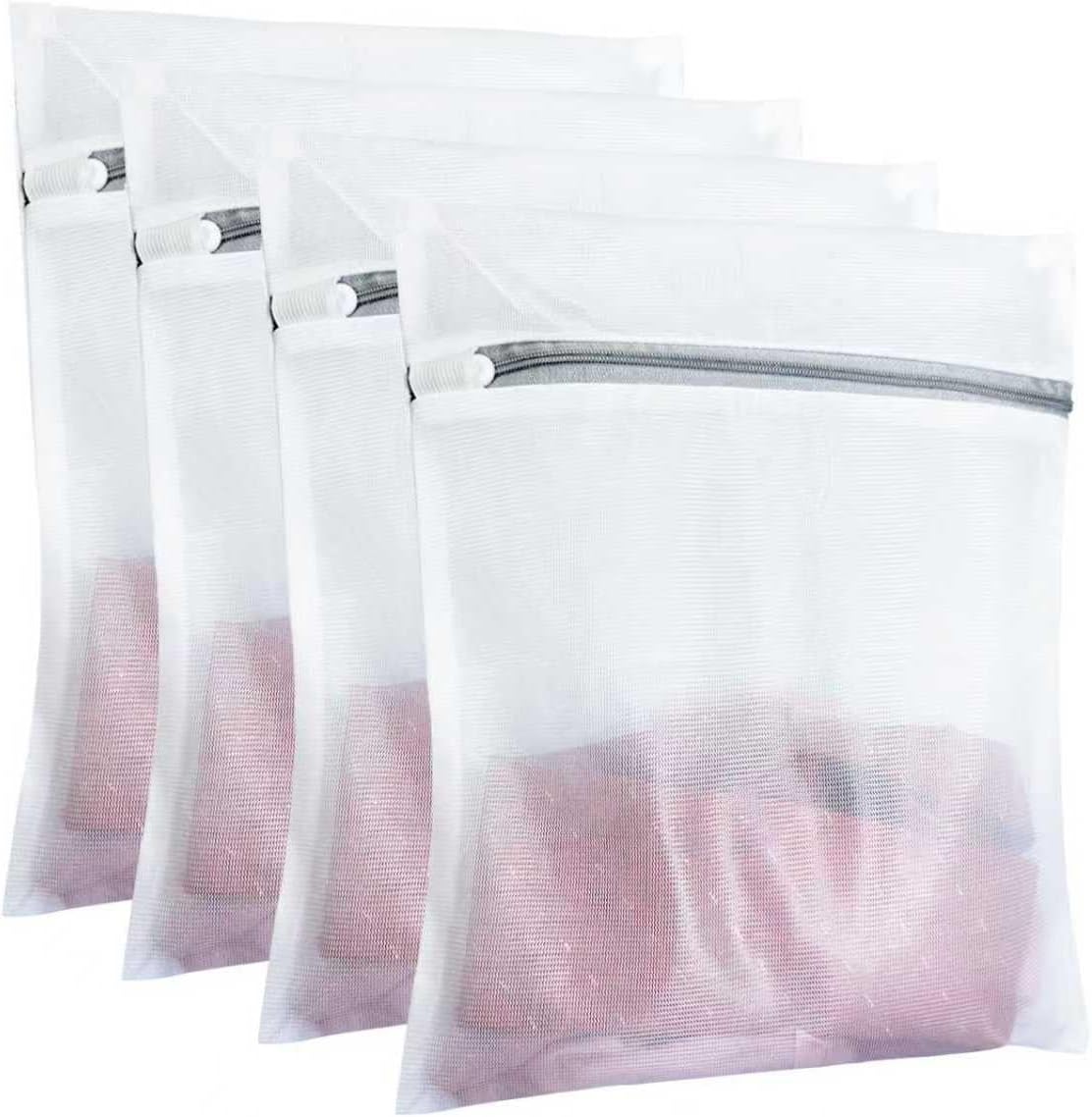 4Pcs Mesh Laundry Bags, 16 X 20 Inches Mesh Laundry Bag, Durable Delicate Laundry Bag for Travel, College, Dorm, Family And Apartment Dwellers, White