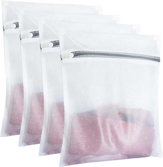 4Pcs Mesh Laundry Bags, 16 X 20 Inches Mesh Laundry Bag, Durable Delicate Laundry Bag for Travel, College, Dorm, Family And Apartment Dwellers, White