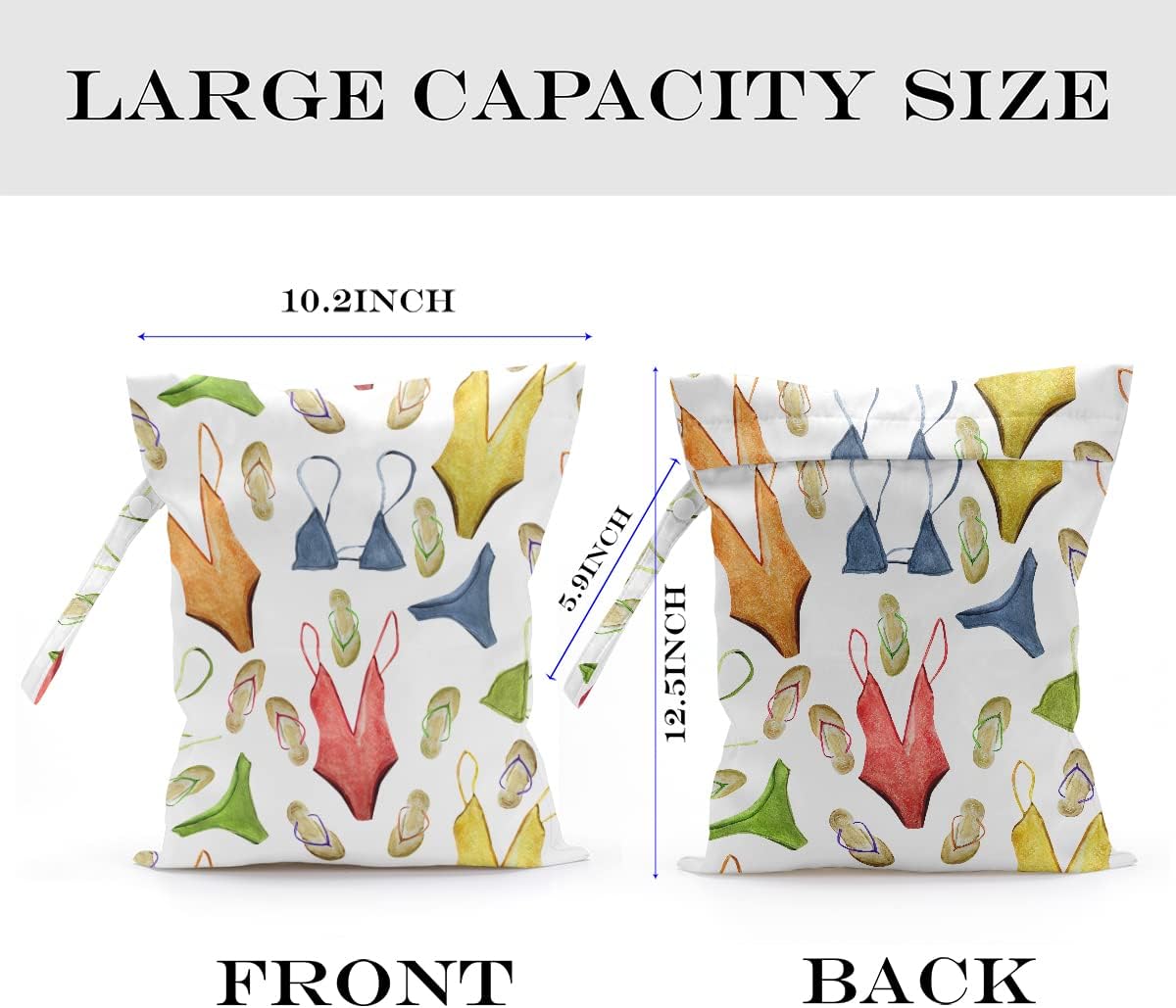 Wet Bag, Wet Dry Bag, Wet Bag for Swimsuit, Travel, Beach, Pool, Diapers, Dirty Yoga Gym Clothes, Makeup Bag, Waterproof Reusable Beach Bag Ocean Decor Starfish Sea Horse Anchor