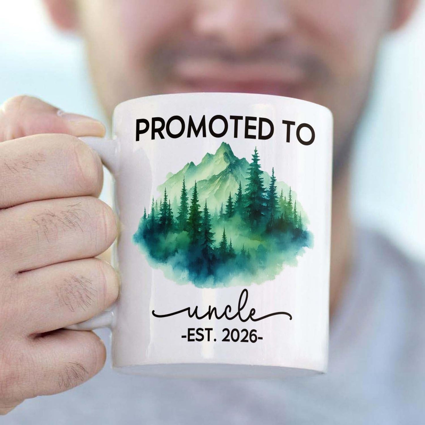 Promoted To Uncle Coffee Mug Gift For New Uncle EST 2026 Father's Day, Personalized Year Name Uncles White Teacup 11 15Oz, Customized Uncles Accent Mug Gift For Brother Family Pregnancy Announcement