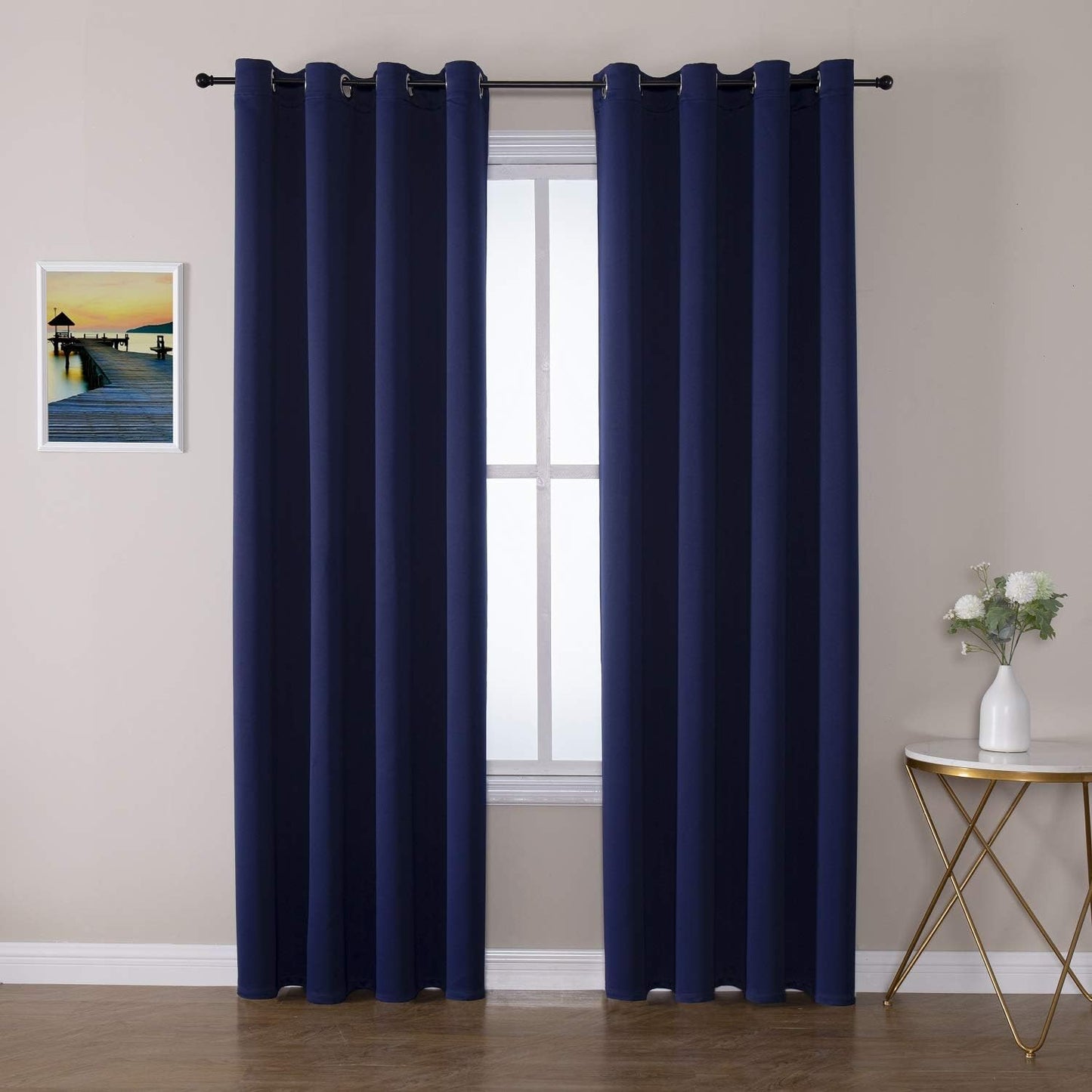 ChrisDowa Blackout Curtains 102 Inches Long 2 Panels Set for Living Room, Grommet Thermal Insulated Room Darkening Curtains for Bedroom (Navy Blue, 52 x 102 Inch)