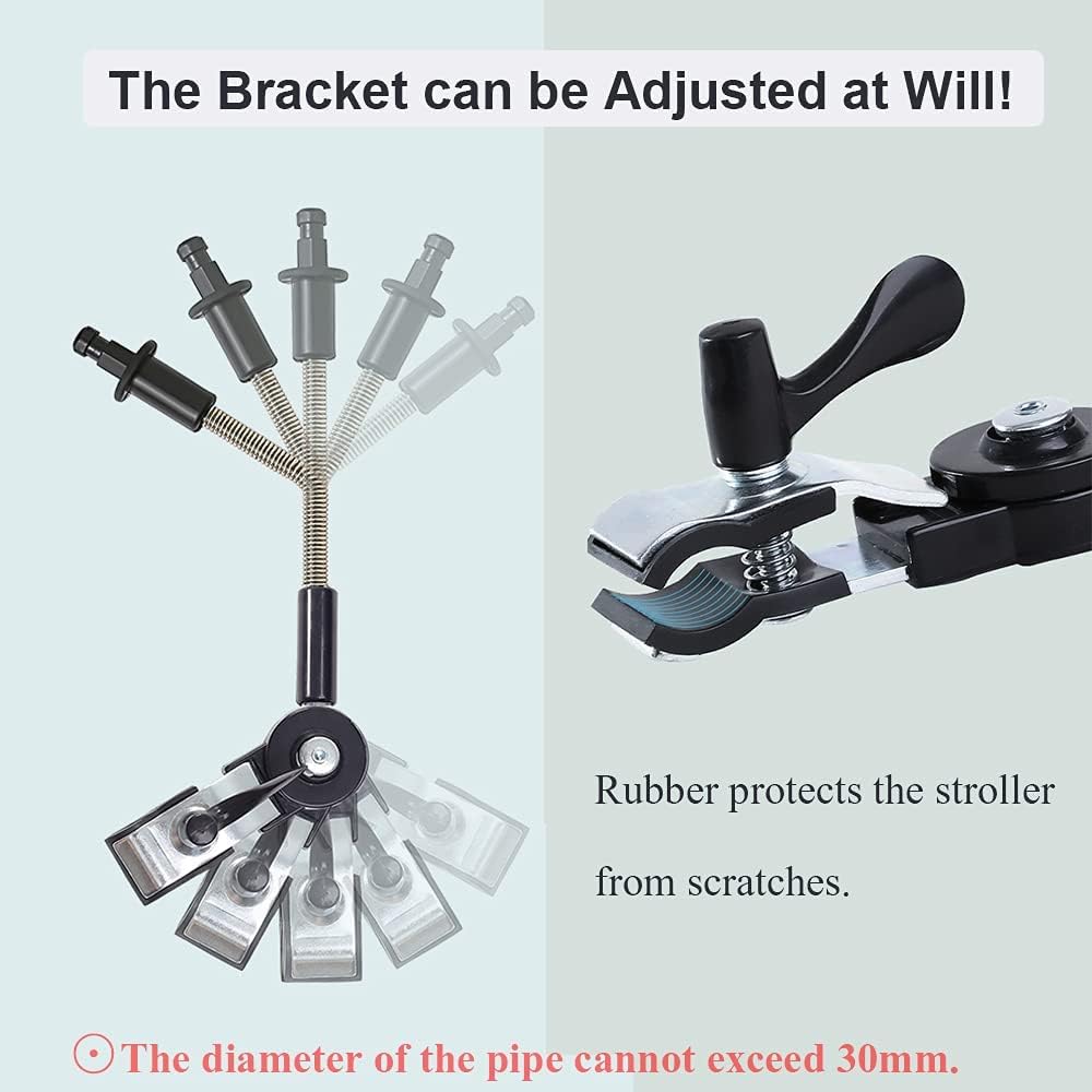 Universal Baby Stroller Sun Protection Parasol, with Umbrella Clip Fixing Device, UPF 90+ UV Protect Pushchair Sun Parasol (Black)