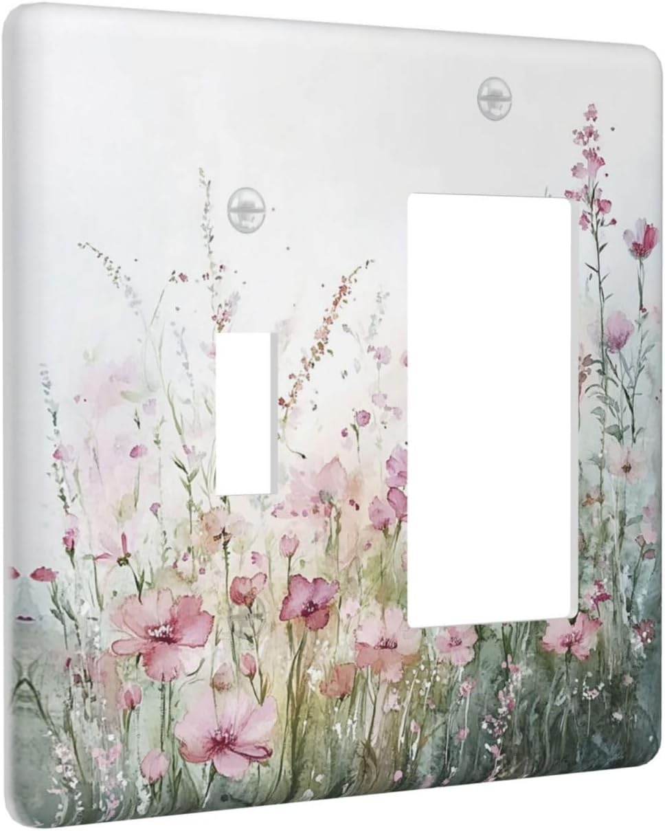 Outlet Covers Wildflower Botanical Watercolor Floral 1 Toggle 1 Rocker Combination Decorative Wall Plate Electrical Switch Plates Light Switch Cover Plate For Bed Room Living Room Decor