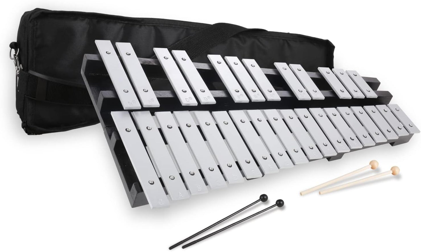 30 Notes Foldable Glockenspiel Xylophone, Percussion Instrument Kit for Adults and Kids- Includes 4 Mallets and Carrying Bag