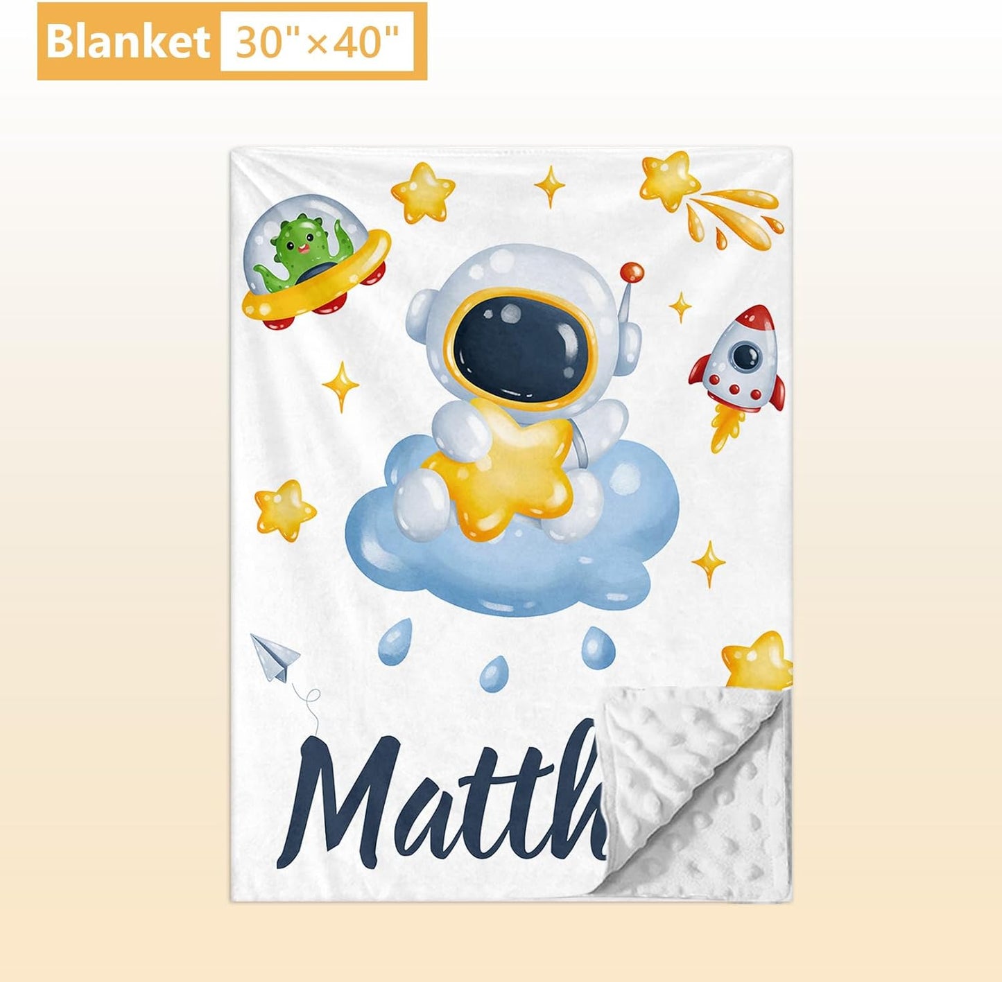 Customized Baby Bedding Set, 5 Pcs Custom Nursery Bedding Set with Baby Name, Double Layer Crib Set for Girls Boys, Personalized Gifts for Toddlers Infants New Parents, Space Astronaut