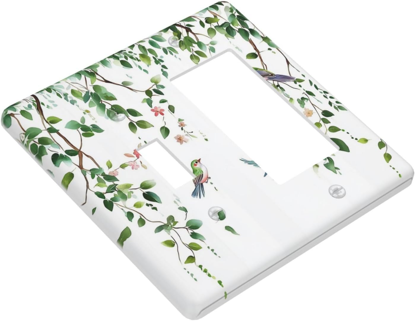 Outlet Covers Green Leaves Bird Eucalyptus Sage Plant 1 Toggle 1 Rocker Combination Decorative Wall Plate Electrical Switch Plates Light Switch Cover Plate For Bed Room Living Room Decor