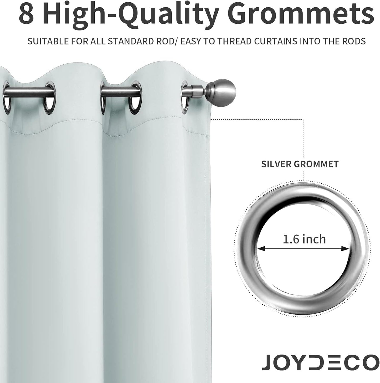 Joydeco White Curtains 90 Inches Long 1 Panel, Thermal Insulated Long Curtains& Drapes 1 Piece, Room Darkening Grommet Drapes for Living Room Bedroom Window (W70 x L90 Inch, Greyish White)