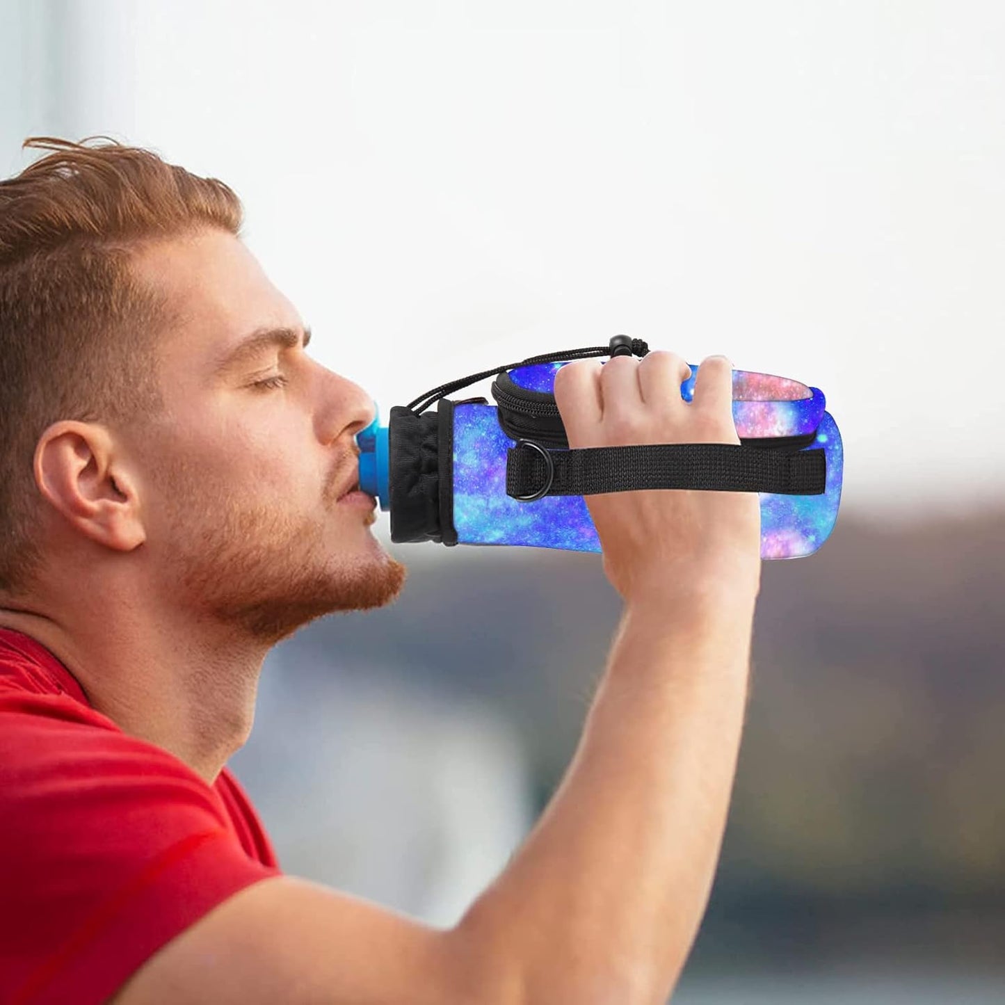 AUPET Water Bottle Sling Bag Sleeve Holder Carrier 25/32/40/64 oz,Insulated Crossbody Water Bottle Case Cover with Strap and Pockets for Men/Women Walking Hiking