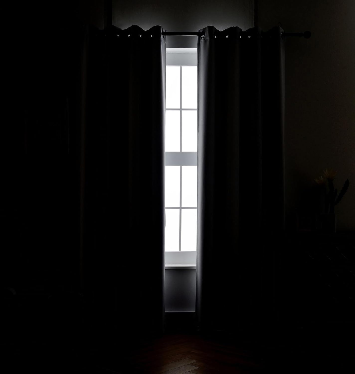 MIUCO Blackout Curtains Room Darkening Curtains Textured Grommet Window Curtains for Living Room 2 Panels 52x84 Inch Long Greyish White