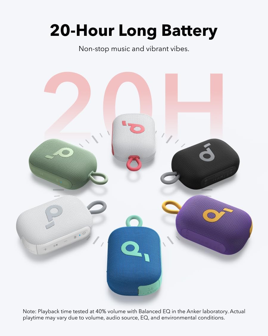 Soundcore Select 4 Go Bluetooth Shower Speaker by Anker, IP67 Waterproof/Dustproof, Portable, Wireless, 20H Playtime, Floatable, Powerful Sound, Electronics for Outdoors/Home/Office/Travel/Party-Red