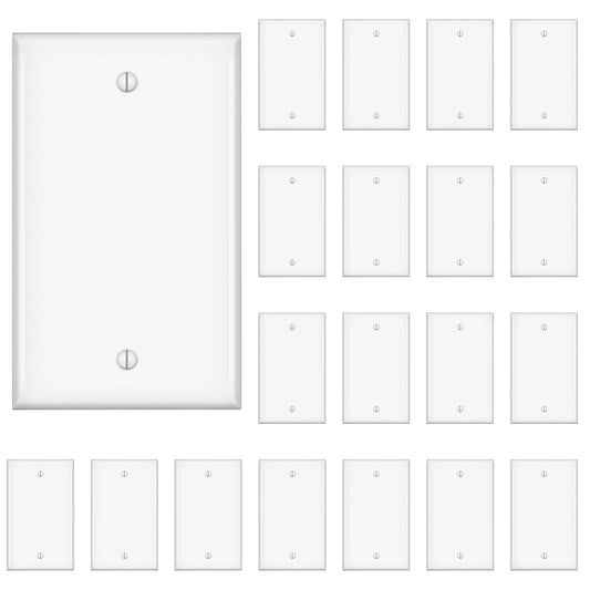 Blank Device Wall Plate, No Outlet Covers, Solid Electrical Cover Single Gang Face plate, Full Plate Cover, White, 20Pack, (YX-WP01-20PACK)