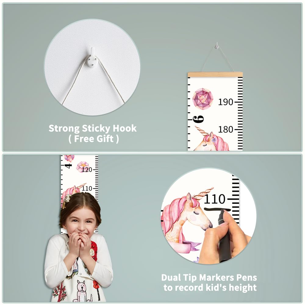 Personalized Growth Chart for Kids, Baby Height Chart with Custom Name, 77"x7.9" Canvas and Black Wood Height Measuring Rulers for Boys Girls Removable Wall Ruler Hanging for Nursery Decor - Sports