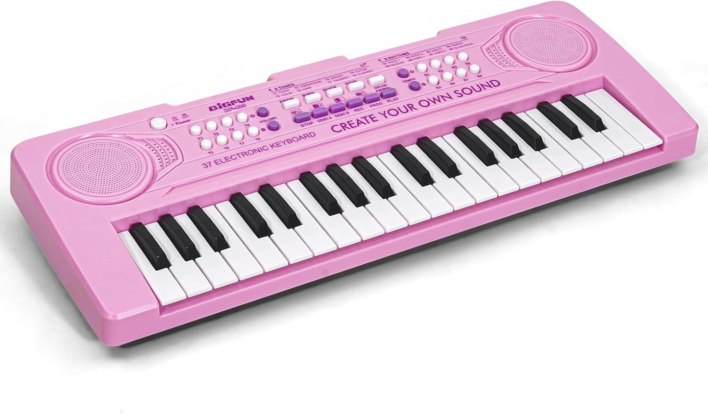 Raimy 37 Keys Keyboard Piano for Kids, Portable Keyboard Piano Early Learning Educational Electronic Musical Instrument Toys Gifts for 3 4 5 6 7 8 9 Year Old Boys and Girls (Pink)
