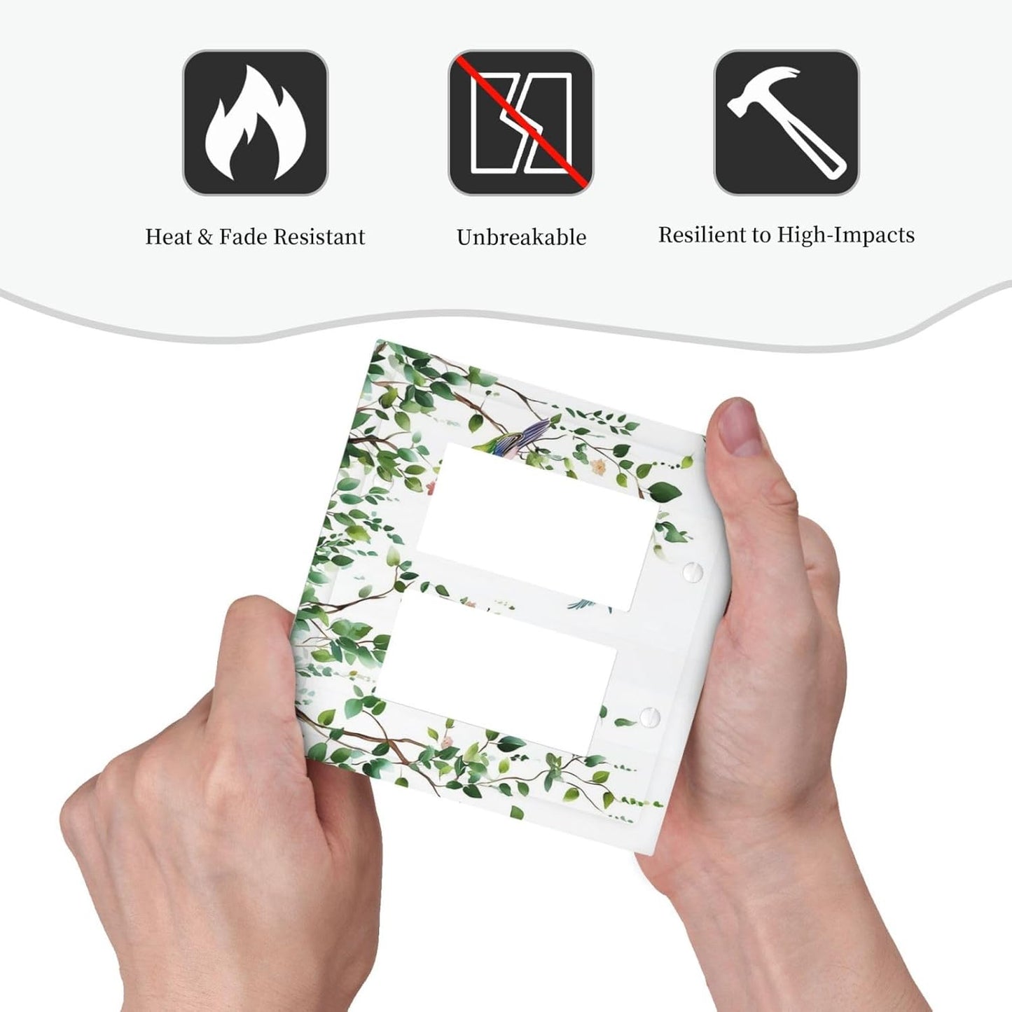 Decorative Outlet Covers Green Leaves Bird Eucalyptus Sage Plant 2 Gang Double Gfci Rocker Electrical Wall Panels Light Switch Cover Plate For Bed Room Living Room Decor