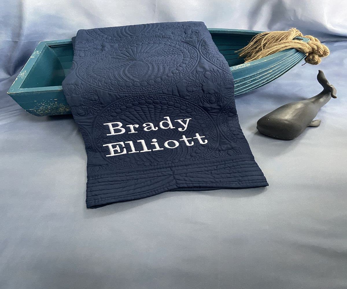 Personalized Baby Blanket Baby Quilt Monogrammed Blankets for Boys and Girls Embroidered Baby Gifts Waves