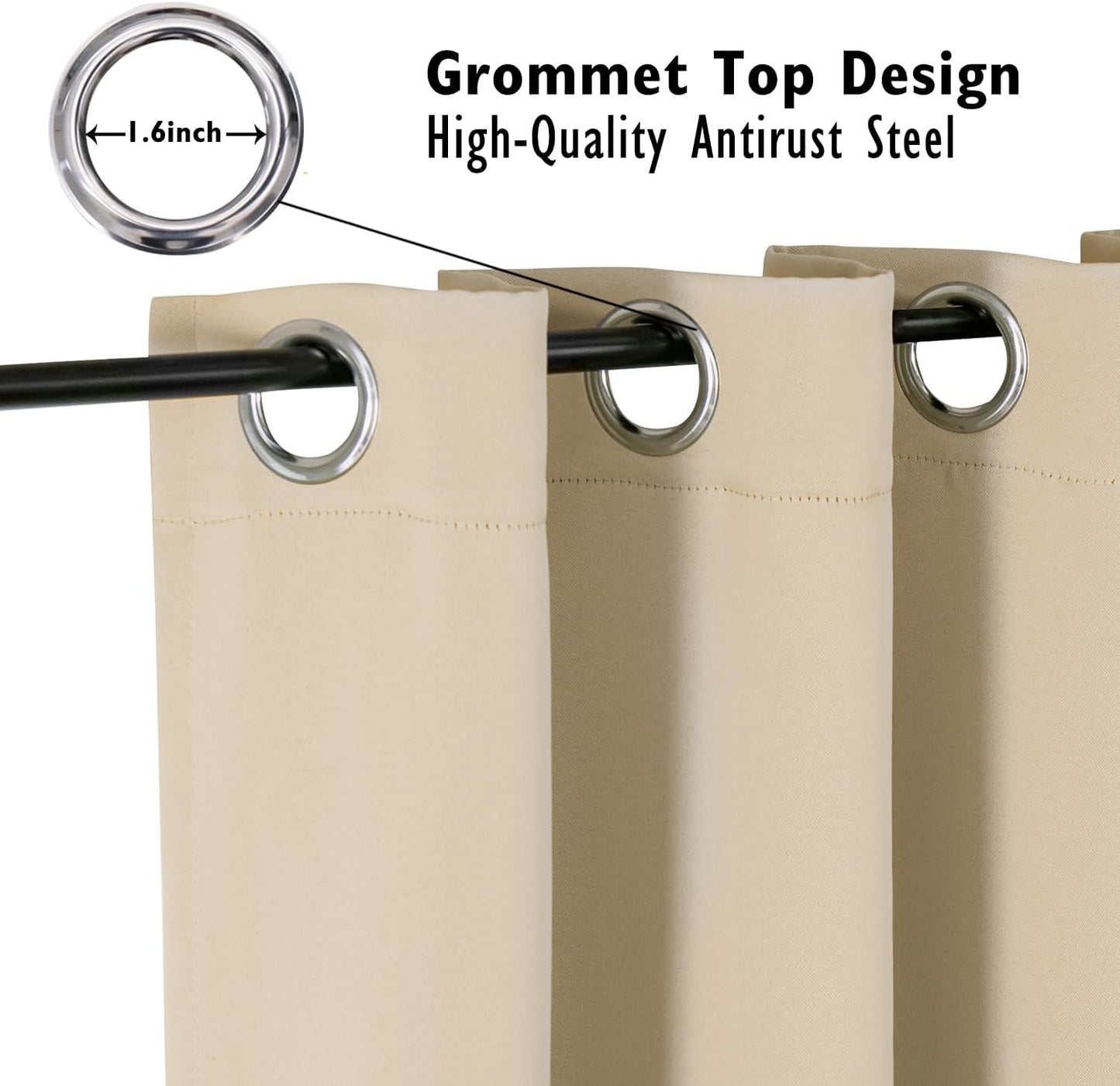 ChrisDowa Small Window Curtains 40 inches Long for Bedroom - Grommet Short Thermal Insulated Room Darkening Curtains for Kitchen (2 Panels, Biscotti Beige, 29 x 40 Inch)