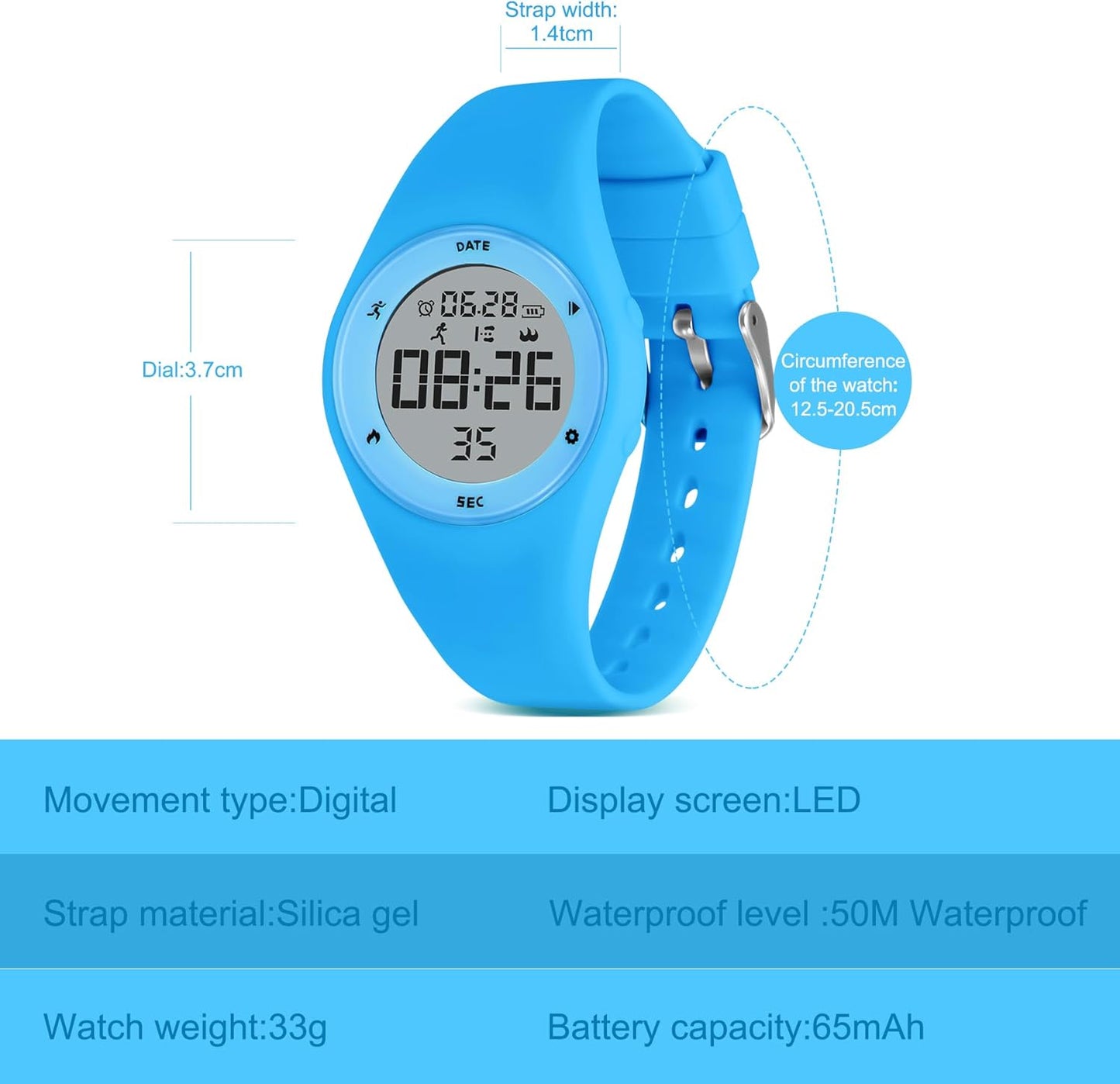 Kids Watches for Girls Boys Digital Sport Watch with Step Counter Pedometer Vibration Alarm Clock, No App Waterproof Fitness Tracker Kids Watch Boys Girls Teens Students Ages 5-16