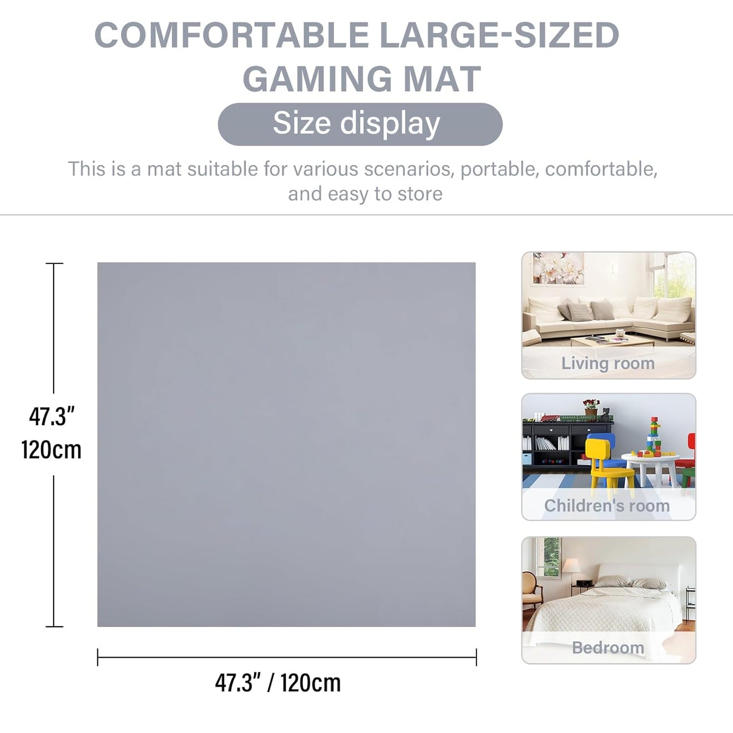 Baby Play Mat 48"x48" – Thick, Non-Slip Foam Mat for Babies and Toddlers. Foldable, Scrubbable, Odorless, and Soft, Ideal for Playpens, Crawling, and Indoor Playtime-Grey