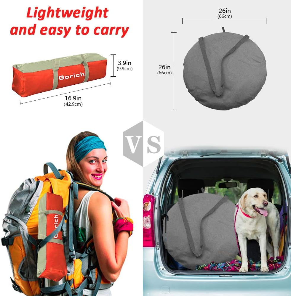 Gorich Beach Tent Sun Shelter for 3/4-5/6-7/8-10 Person with UPF 50＋ UV Protection, Lightweight & Easy Setup Beach Shade Canopy, Portable Beach Shade Tent Beach Cabana