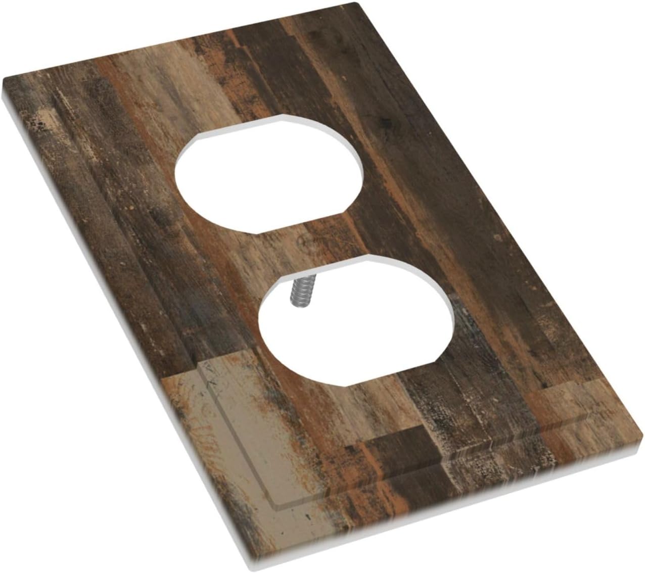 Rustic Brown Wood Grain Dark Oak Outlet Covers 1 Gang Duplex Light Switch Cover Decorative Switch Plates Electrical Receptacle Faceplate Wall Plate for Farmhouse Home Decor