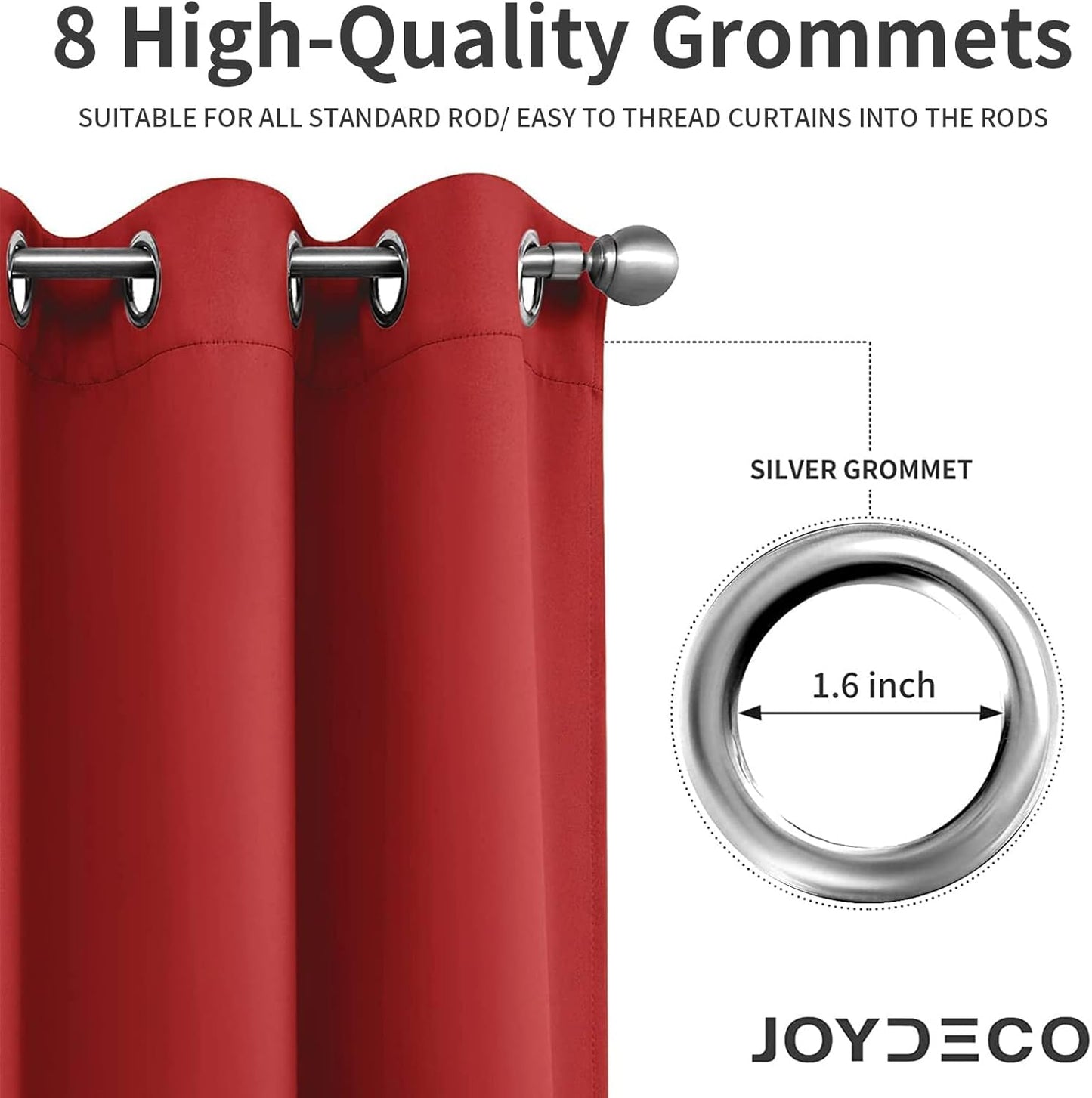 Joydeco Blackout Curtains 95 inch Long 2 Panels Set, Thermal Insulated Long Curtains & Drapes 2 Burg, Room Darkening Grommet Drapes for Bedroom Living Room Windows (W52 x L95 Inch, Red)