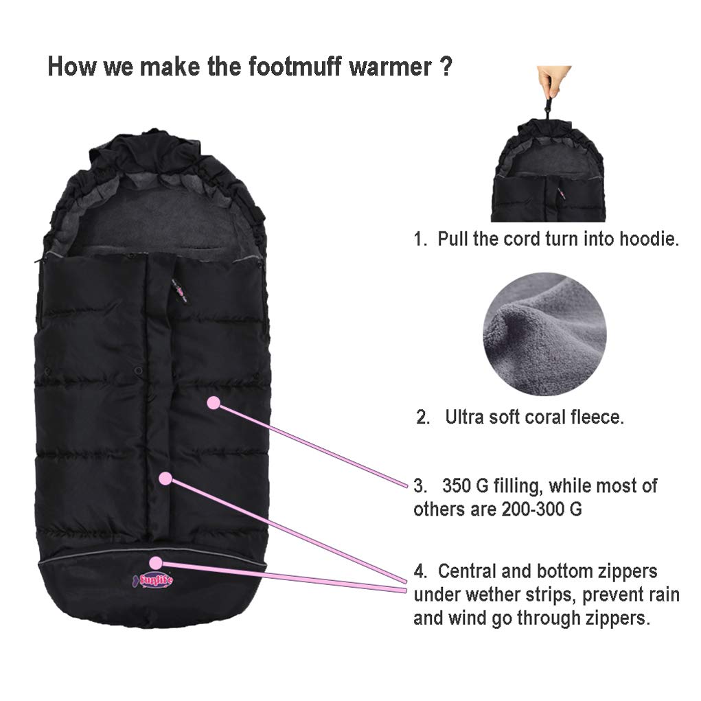 Sunday Anti-kick Stroller Blanket, Universal Footmuff Cosy Toes Buggy Pushchair Sleeping Bag - Waterproof, Anti-Slip, Extendable, Multifunction Winter Cover