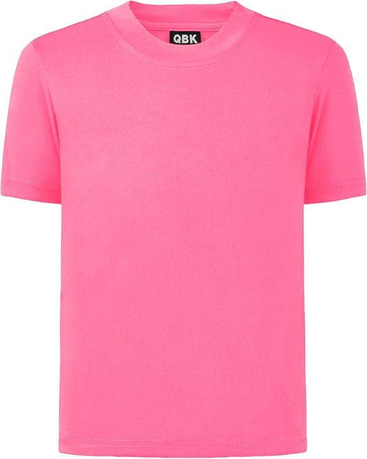 QBK 2T to Youth Neon Shirt Kids UPF 50+ Dry Fit Athletic Short Sleeve Rash Guard T Shirts for Boys Girls Sports Undershirt
